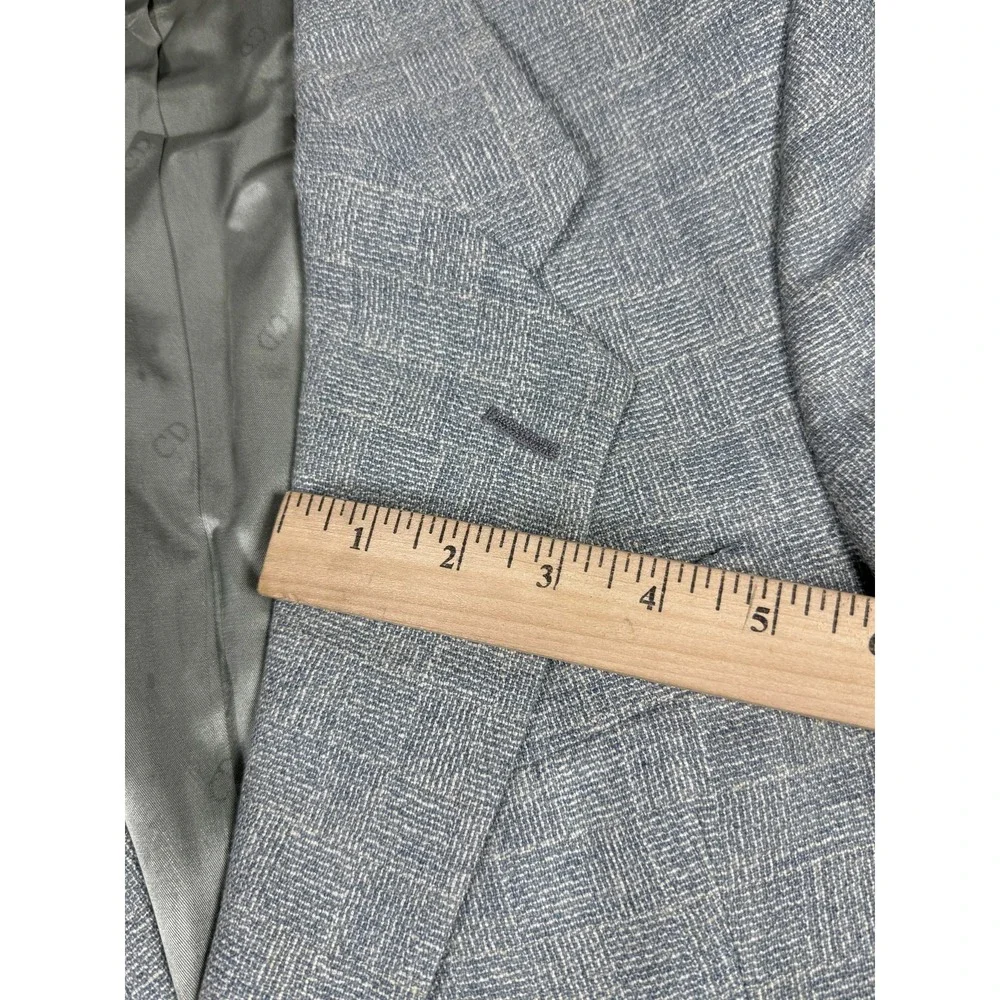Vtg Christian Dior Blazer Men Light Blue 40R Textured Weave Two Button Jacket